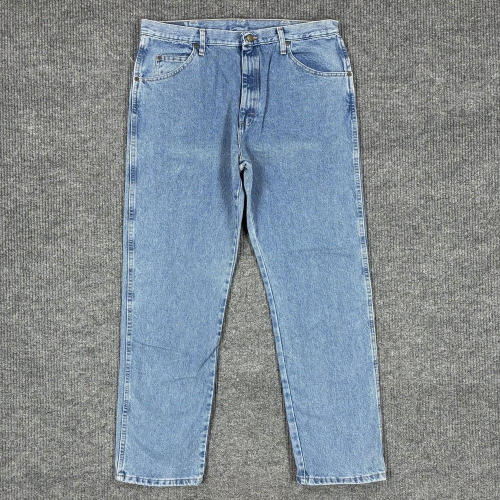 Wrangler Authentic Jeans Mens 38x32 Light Blue Regular Fit Straight 96501SL